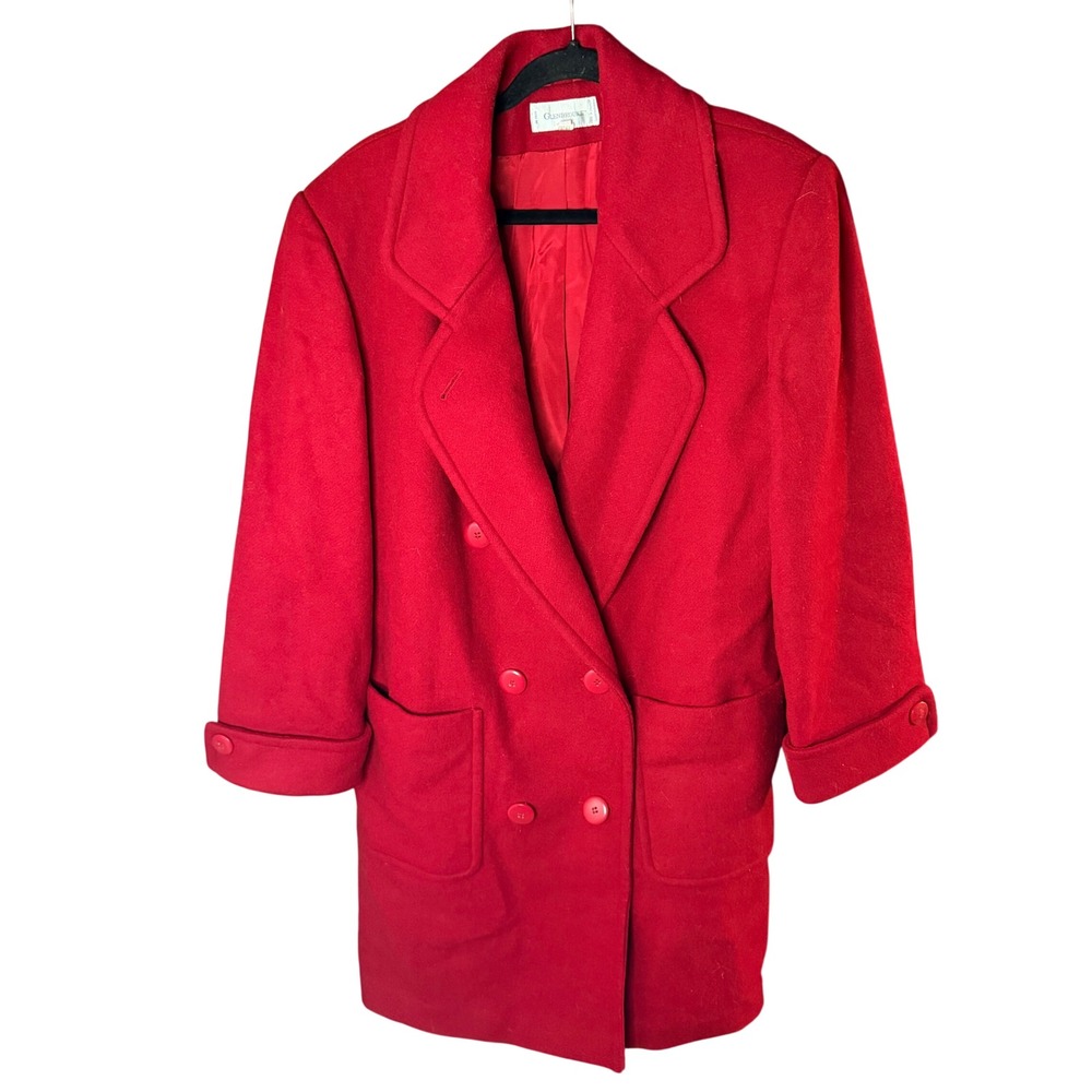 Glenbrooke Wool Coat Women 16 Red Vintage Pure New Wool‎ Mid Length Peacoat